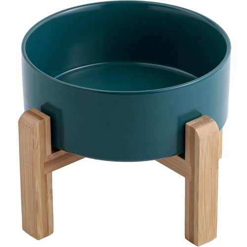 Green Raised/Elevated Ceramic Dog Bowl for Medium Large Sized Breeds,Large Dog Food Water Bowl with Stand,8 in Non Slip Heavy Weighted 1800ml/ 7.6 Cups/60 OZ - color: Green, size: 8 in