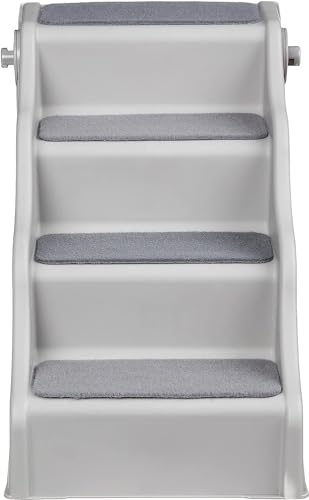 Amazon Basics Foldable Non-Slip Pet Stairs for Small Dogs and Cats, Senior Pets, Easy to Climb, 14.6" x 22.75" x 19.5", Grey