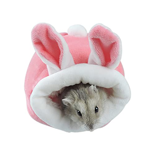 WishLotus Hamster Bed, Mini Soft and Warm Hamster House Cute Non-Slip Hamster Sleeping nest Small Animals Bedding House for Dwarf Hamsters, Mini Hedgehogs and Small Pets (Pink) - color: pink