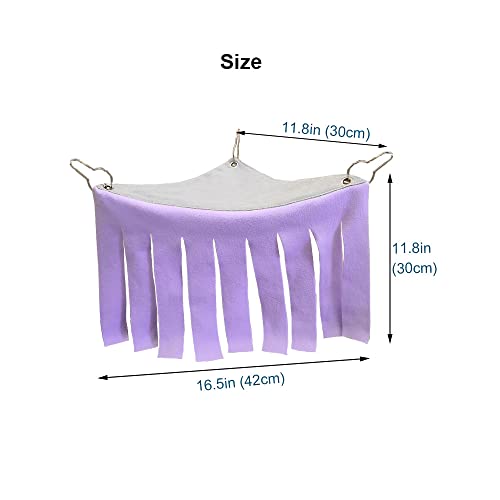 RIOUSSI Guinea Pig Hideout Hideaway Corner Fleece Toys Cage Accessories | Reversible Sides | Soft Fleece Fabric | Come with Hooks | Guinea Pig Hammock for Small Animals | Purple, Triangle - color: Purple