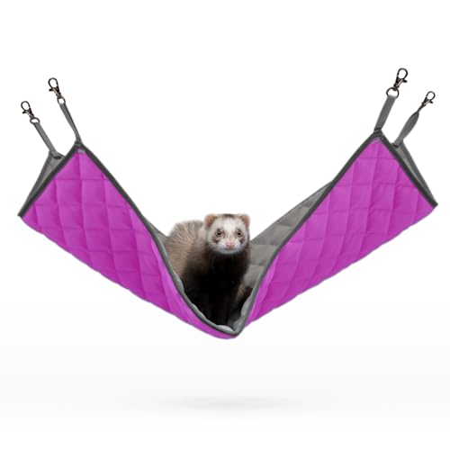 Paw Inspired Hanging Fleece Hammock for Small Animals, Gray/Pink | Hammock with Swivel Clips for Pet Cage for Ferrets, Rats, Chinchillas, Sugar Gliders, Hideout Toy for Guinea Pigs, Hamsters - color: Gray/Pink