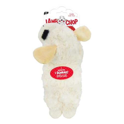 Multipet Lamb Chop Dog Plush Toy - Squeaky Toy for Small & Medium Dogs - Extra Soft Plush - Stuffed Animal for Cuddling & Playing (10", Cream, 5 Squeakers) - size: 10", style: Lambchop