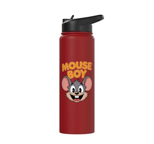Mouse Boy | Childrens Mice Product | Youth Kids Boys Mouse Stainless Steel Insulated Water Bottle - color: Red