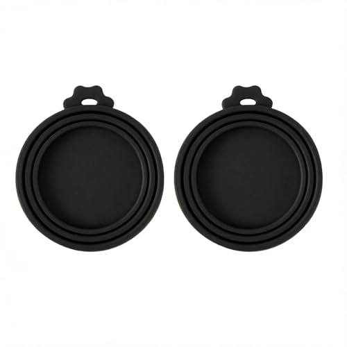 2 Packs Pet Food Cans Lids,Cute Can Lid Dishwasher Safe, Can Covers Most Standard Size Dog and Cat Canned(black) - color: black
