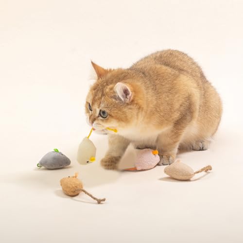 Shudyear cat Toys 5pcs Mouse Toys, Interactive Catnip Animal Toys for Indoor Kittens to Eliminate Boredom for Bored Indoor Cats (5pc) - size: 5pc