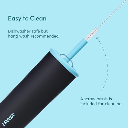 25 oz Candy Tumbler, Insulated Water Bottle with Straw Lid | Double Wall Stainless Steel, 2-in-1 Lid, Flexible Straw, Cup Holder Friendly, Dishwasher Safe, BPA Free, Dark Black - color: Dark Black, size: 25 Ounces