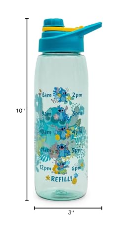 Silver Buffalo Disney Lilo and Stitch Tropical Hydration Tracker Schedule Water Bottle with Screw-On Lid, 28 Ounces - color: Lilo and Stitch Tropical Hydration Tracker, size: 28 Ounces