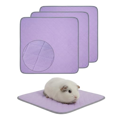 Guinea Pig Pad 12" x 12" 3 Pack, Washable Fleece Cage Liner, Purple | Soft fleece surface. 4-layer absorbent protection. Waterproof TPU & anti-slip bottom. Washable and reusable for guinea pigs. - color: Purple-12×12 inch（3-pack）