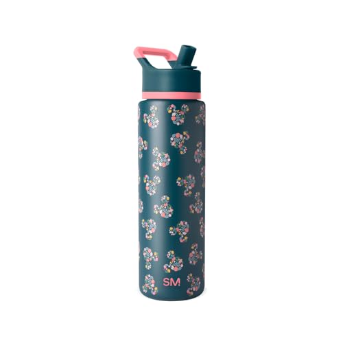Simple Modern Summit Water Bottle with Straw Lid | Disney 30oz Leak Proof Stainless Steel Insulated Cup | Gifts for Her Him | Mickey Mouse Floral on Riptide - color: -Disney: Mickey Mouse Floral on Riptide, style: 30oz Water Bottle