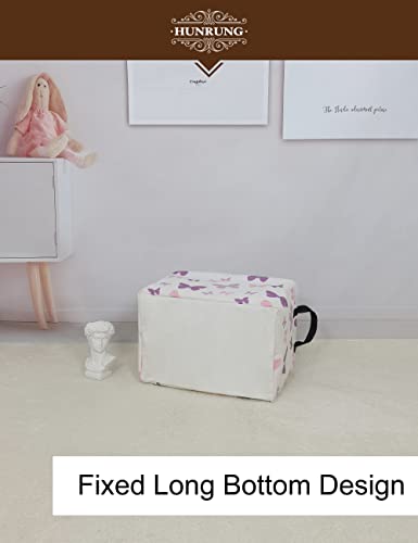 Rectangle Foldable Storage Basket Handles For Home, Purple Butterfly - color: Rec-Purple Butterfly