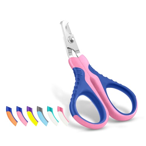 Pet Nail Clippers U07.1, Professional Claw Trimmer, Bended Scissor Special for Cats, Kittens, Dogs, Puppies, Small Animals, Pink/Navy Blue - color: #15 Pink/Navy Blue