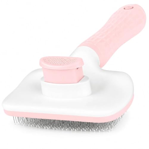 Self-Cleaning Slicker Brush, Dog Cat Bunny Pet Grooming Shedding Brush, Easy to Remove Loose Undercoat, Pet Massaging Tool Suitable for Pets with Long or Short Hair (Baby Pink) - color: Baby Pink