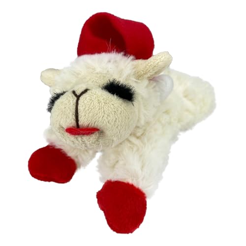 Multipet Lamb Chop Dog Plush Toy w/ Santa Hat - Squeaky Toy for All Dogs - Extra Soft Plush - Stuffed Animal for Cuddling & Playing (6”, Cream) - size: 6", style: Santa Hat