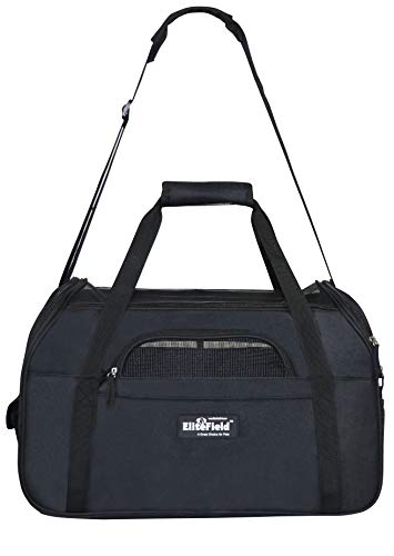 EliteField Soft-Sided Pet Carrier for Cats & Small Dogs (3-Year Warranty) | Airline Approved, Removable Bed & Cover, Built-In Leash, Luggage Sleeve, Seat Belt Loop, Waterproof, Durable, Foldable - color: Black, size: 19.0"L x 10.0"W x 13.0"H
