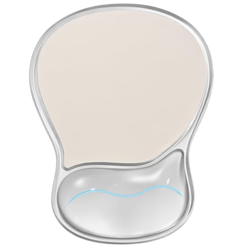 EooCoo Ergonomic Waterproof Mouse Pad with Gel Wrist Rest Support | Middle Concave Design for Natural Wrist Alignment, Non-Slip Base Mousepad, Carpal Tunnel Relief, Office Desk Accessories - color: Transparent White