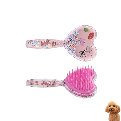 Small Dog Brush, Soft Dog Grooming Brush for Shih Tzus, Yorkies, Maltipoos, Maltese, Love Shape Puppy Massaging Pet Hair Brush, Cat Brush, for Small Dogs Cats of All Hair Types (Rose Pink) - color: Rose Pink