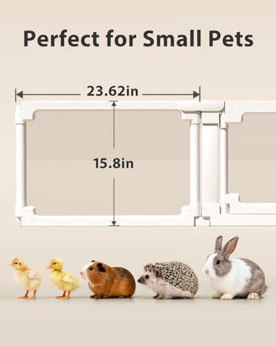 BUCATSTATE Acrylic Guinea Pig Cages for 2, 15.5 sq ft Guinea Pigs Playpen with Door, Clear Rabbit Playpen Indoor for Pigges, Hedgehogs, Quail, Chickens (47" L x 47" W x 16" H, 8 Panels) - style: 8 Panels