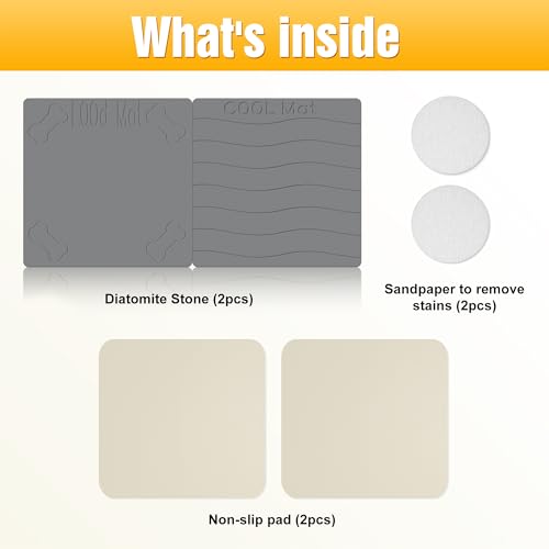 Double-Side 2 in 1 Stone Pet Food Mat & Cooling Mat (31"*16") | Instant dry water absorbing Diatomite Stone Dog Bowls Drying Mat & Heat dissipating Pet Cooling Mat. Bite-Proof & Non-slip. - color: DARK GREY, size: 31"*16"