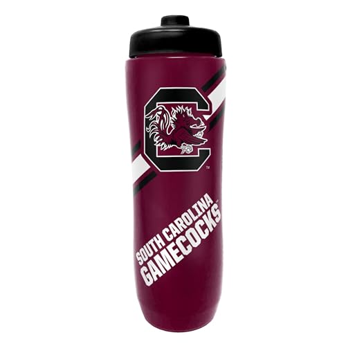 Party Animal NCAA Squeeze Bottle, 32 oz, South Carolina Gamecocks | Slim, lightweight BPA-free sports water bottle with quick-flow squeeze; fits backpacks & cup holders for kids or adults - style: South Carolina Fighting Gamecocks