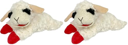 Multipet Lamb Chop Dog Plush Toy - Squeaky Toy for Small & Medium Dogs - Extra Soft Plush - Stuffed Animal for Cuddling & Playing (10", Cream, 5 Squeakers) (Pack of 2) - size: 10" (Pack of 2), style: Lambchop