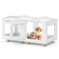 Acrylic Indoor Dog Playpen, Whelping Box with Pet Stroller, Puppy Playpen for Small Medium Pets, Cat Rabbit & Puppies, 6-Panel with Bottom Panel, 8 Wheels, Safe, Sturdy, White - color: White
