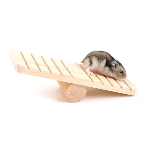 5 Pcs Hamster Set Chew Toys Tree Wooden Seesaw Habitat Décor Cloth Christmas Hat for Small Animal Chinchillas, Bunny,Mice,Rats,Mouse (Christmas Set)
