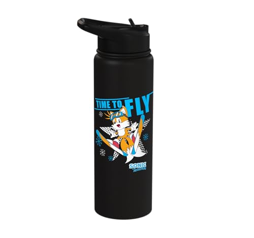 Sonic the Hedgehog - Ski Flying Tails Stainless Steel Insulated Water Bottle - color: Black