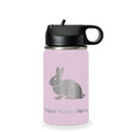 LaserGram Personalized 12oz Water Bottle, Rabbit (Lavender) | Engraved Gift, Vacuum Insulated Stainless Steel, Flip-Top Straw Lid, Laser Engraved With Your Name - color: Lavender, size: 12 Ounces