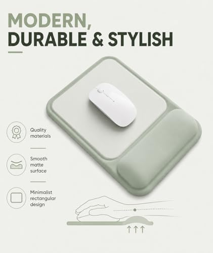 Ergonomic Mouse Pad with Wrist Rest, Gel Mousepad with Soft Wrist Support, Non-Slip PU Base, Smooth Surface Mouse Pad for Wrist Pain Relief, Computer Laptop Office Home & Gaming (Sage Green) - color: Sage Green