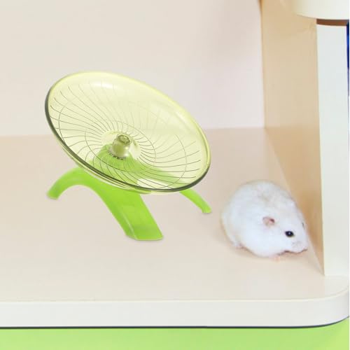 POPETPOP Silent Hamster Running Wheel 7.08-Inch Flying Saucer Exercise Wheel for Hamsters Gerbils & Hedgehogs Low-Noise Pet Toy for Cage Activity Smooth Round Edges Green - color: Light Green