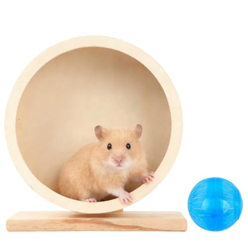 9 Inch Hamster Wooden Silent Exercise Running Wheel with Mini Running Ball | Small Animal Exercise Wheel Accessories,Wooden Exercise Wheels with Removable Track for Gerbils,Mice,Totoro
