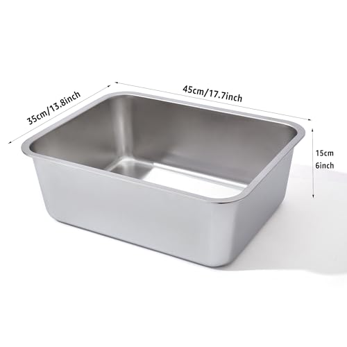 Stainless Steel Litter Box 2 Pack, 18"x14"x6"(Height) Medium to Large Cat Litter Box Easy Clean, Non Stick Metal Litters Boxes No Smell for Full-Grown Cats or Kitty/Kitten | Metal Cat Litters Box Easy Clean Indoor No Smell for Full-Grown Cats or Kitty/Kit