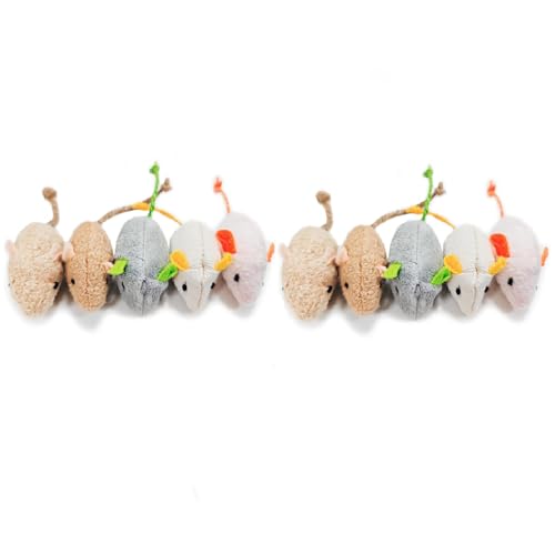 Shudyear cat Toys 10pcs Mouse Toys, Interactive Catnip Animal Toys for Indoor Kittens to Eliminate Boredom for Bored Indoor Cats (10pc) - size: 10pc