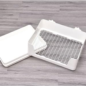 RUBYHOME Large Rabbit Litter Box Bunny Potty Training Corner Litter Pan with Deep Bottom Collection Tray, Small Animal Bedding Toilet for Adult Guinea Pig, Ferret