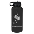 LaserGram Personalized 32oz Water Bottle, Tree Frog (Black) | Engraved Gift, Vacuum Insulated Stainless Steel, Flip-Top Straw Lid, Laser Engraved With Your Name - color: Black, size: 32 Ounces