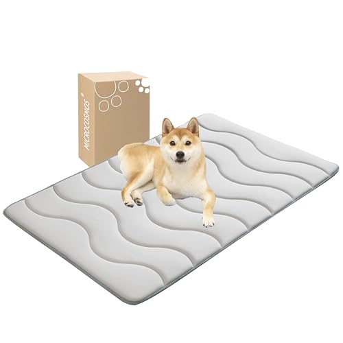 MICROCOSMOS 0.8" Thick Cooling Dog Foam Pad & Summer Pet Sleeping Mat, Machine Washable, Materials Safe, Portable Flat Pet Bed for Dogs.(Grey, 48" x 30") - color: Gray, size: 48"L x 30"W x 0.8"Th