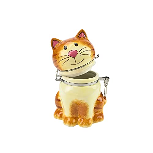 Hand-Painted Earthenware Pretty Kitty Hinged Jar by Boston Warehouse - color: Sitting Pretty Cat