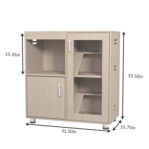 Guinea Pig Cages, Hamster Cage Wood with Independent Storage Cabinet, House for Rat Chinchilla with Guinea Pig Hutch and Bridge, Openable Top with Acrylic Sheets (Beige) - color: Beige