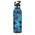 Ocean Shark Boys Insulated Water Bottle with Straw Lid,Vacuum Stainless Steel Mug Leakproof Tumbler Flask Blue Kids Water Bottle for Sports Travel School,20oz - color: Ocean Shark