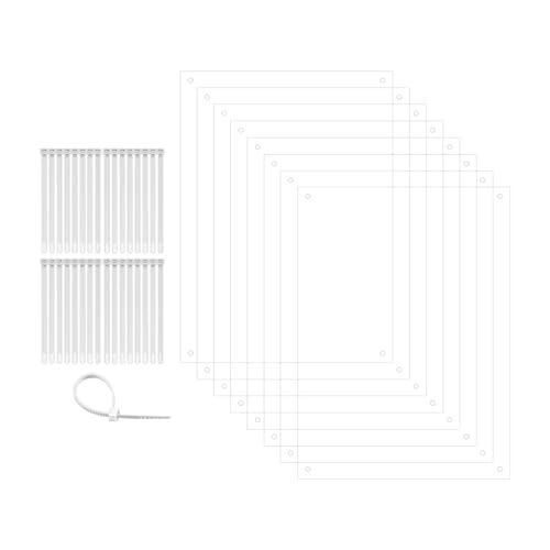 8 Pack Pet Cage Liner 8" x 11" with Holes Zip Ties Urine Guard Flexible and Pliable See Through Clear Acrylic Sheet Side Lining Habitat Siding Tiles Protection Cage Edge Liners by Marketing Holders - size: 8” x 11” 8 Pack