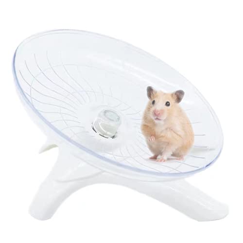 Hamster Flying Saucer Silent Running Exercise Wheel for Hamsters, Gerbils, Mice,Hedgehog and Other Small Pets Silent Running Wheel Hamster Wheel (White) - color: White