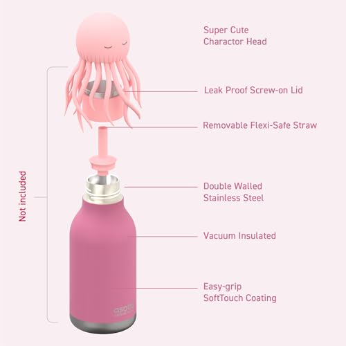 Bestie Replacement Head, Detachable Soft Silicone Character Topper, Straw | Fits the 16 oz Insulated Bottle, Easy to Swap & Clean, BPA Free - color: JELLYFISH Replacement Head