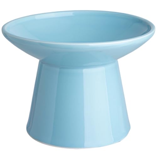 Ceramic Elevated Cat Bowls - 6.2 Inch Extra Wide Raised Cat Food and Water Bowl Set for Indoor Cats, Whisker-Friendly Ceramic Cat Dish for Elder Big Cats & Small Dogs,Blue,1 Pack - color: Blue, size: 1 Pack