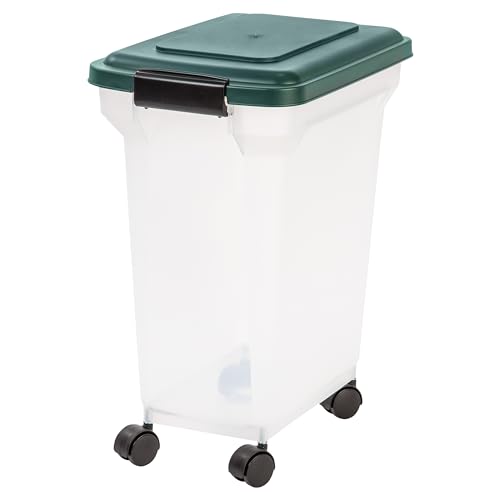 IRIS USA Airtight Pet Food Container, Up to 22 lbs, Green | Made in USA, BPA-Free, Rolling Wheels - size: 22 lbs
