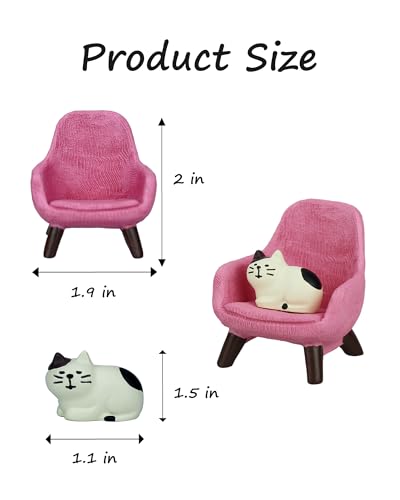 Mevodeata Cute Mini Cat Figurine with Small Sofa Resin Cat Figure for Office Home Decor - Cute Cat Gift for Cat Lovers (Pink Sofa) - color: Little Cat-pink