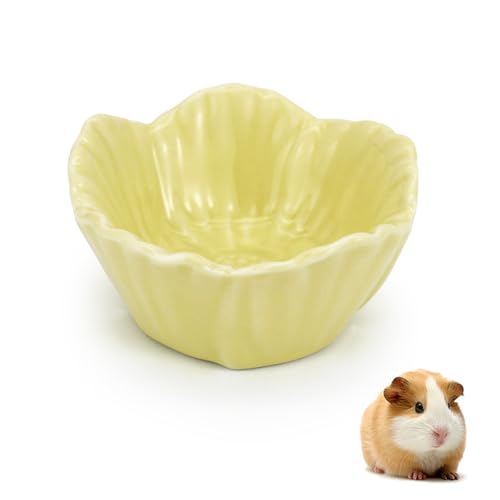 Small Ceramic Pet Hamster Bowl, Easy to Clean Anti Flipping Hamsters Food and Water Bowl, Small Animal Bowls for Dwarf Hamster, Parrots (Yellow, s) - color: Yellow, size: s,1pc
