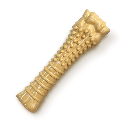 Nylabone Power Chew Textured Bone Dog Toy, Peanut Butter Flavor, X-Large | Durable dog toys, long lasting, discourages destructive chewing, teeth-cleaning texture, flavor throughout, for dogs 50+ lbs - size: X-Large