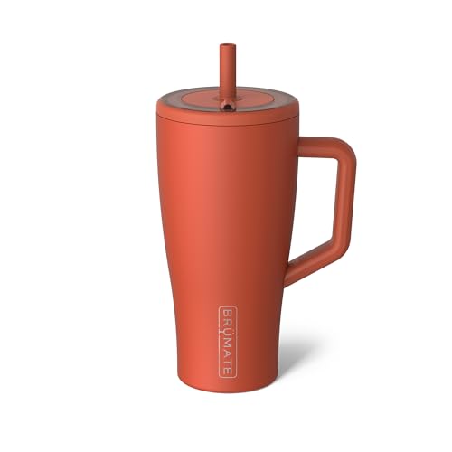 BrüMate Era 30 oz Tumbler with Handle and Straw | 100% Leakproof Insulated Water Bottle Tumbler with Lid and Flexible SoftSip Straw | Made of Stainless Steel | Cup Holder Friendly | 30oz (Cedar) - color: Cedar, size: 30oz