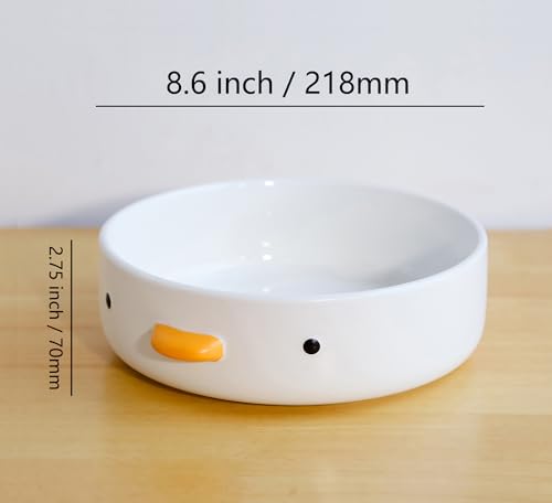 PURROOM Cute Duck 8.6'' Fruit Bowl, Handmade Glaze Large Ceramic Salad Plate, Flat Bottomed Bowl, Home Family, Friend. - size: 8.6'' Fruit Bowl