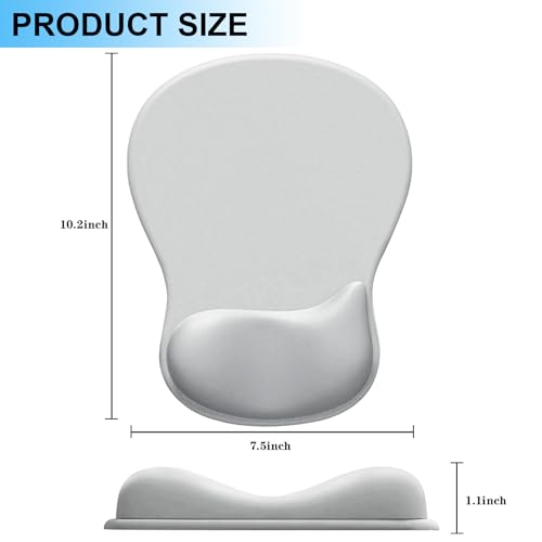 Ergonomic Mouse Pad with Gel Wrist Support, Comfortable Wrist Rest Mousepad with Non-Slip PU Base for Pain Relief, Desk, Home & Office(Grey) - color: Grey